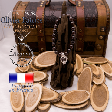 Bracelet grenat et sa cage strass en argent 925