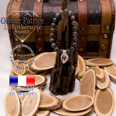 Bracelet de labradorite et sa cage strass en argent 925