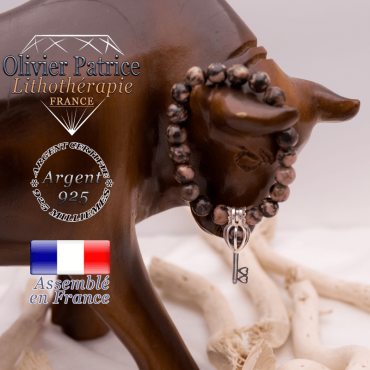 Bracelet rhodonite cage clé argent 925