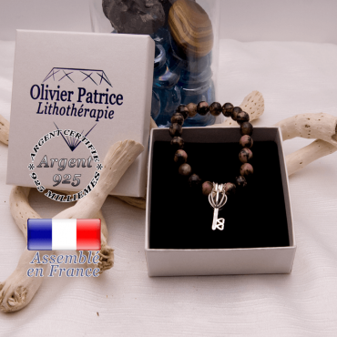 Bracelet rhodonite cage clé argent 925