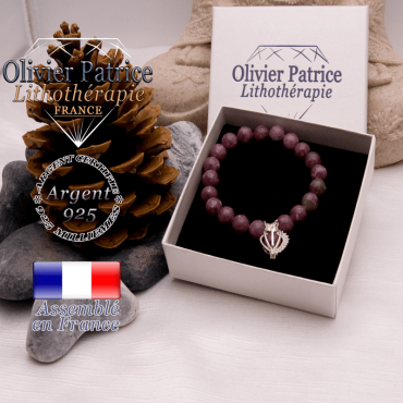 Bracelet lépidolite et sa cage strass en argent 925