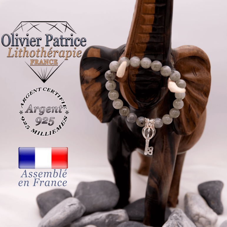 Bracelet de labradorite et sa cage clé en argent 925