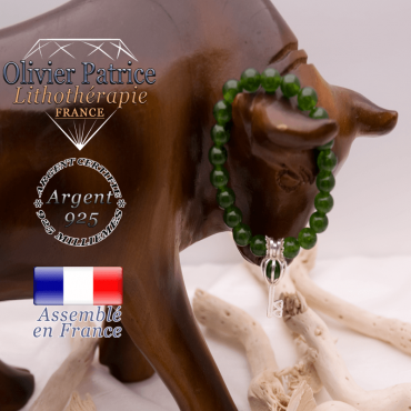 Bracelet jade de Taiwan cage clef argent 925