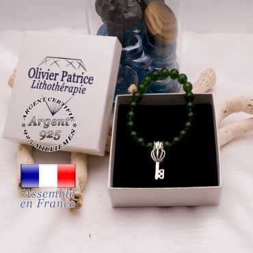 Bracelet jade de Taiwan cage clef argent 925
