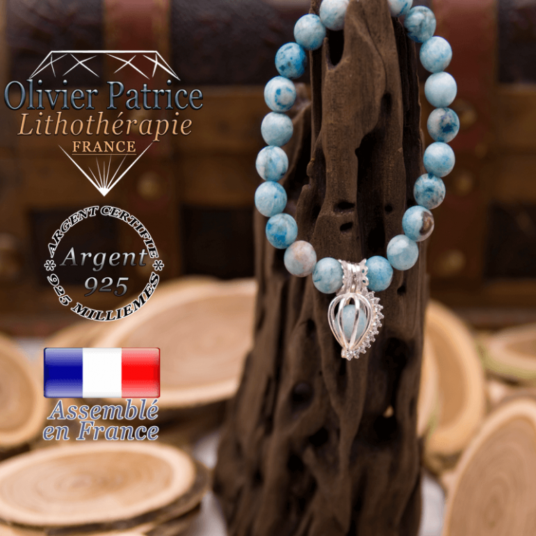 Bracelet hémimorphite et sa cage strass en argent 925
