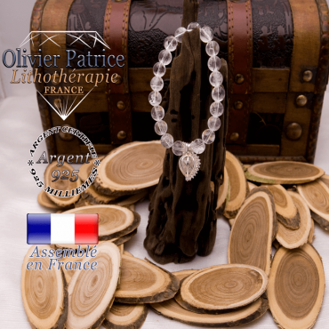 Bracelet cristal de roche et sa cage strass en argent 925