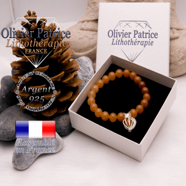 Bracelet aventurine orange et sa cage strass en argent 925