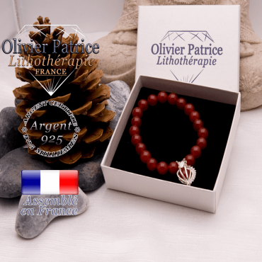 Bracelet cornaline cage strass argent 925