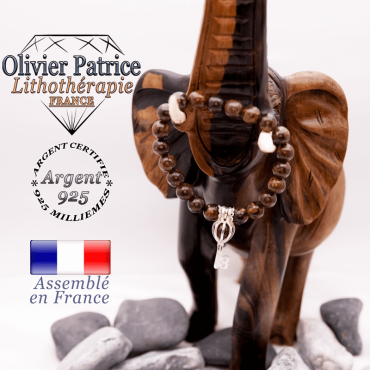 Bracelet bronzite et sa cage clé en argent 925