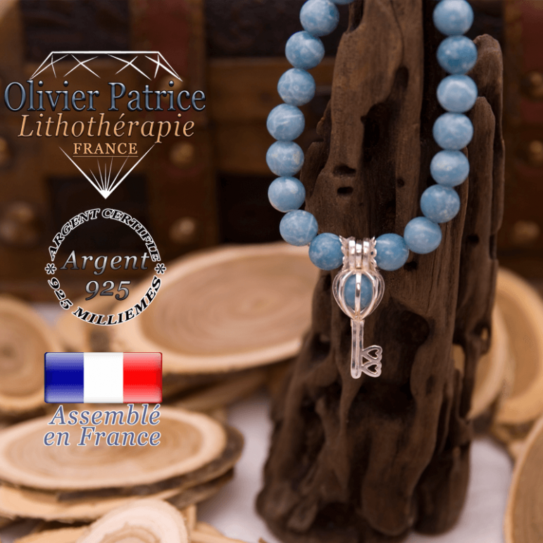 Bracelet larimar cage clé argent 925