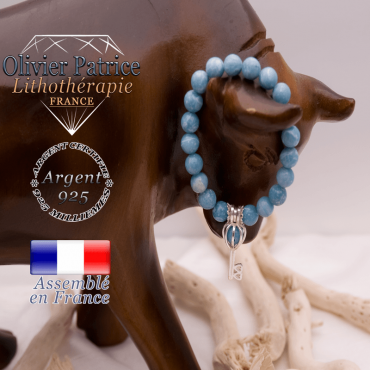 Bracelet larimar cage clé argent 925