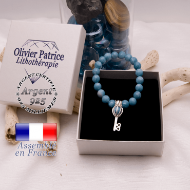 Bracelet larimar cage clé argent 925