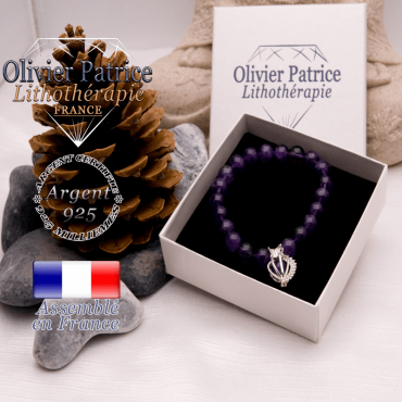 Bracelet améthyste et sa cage strass en argent 925