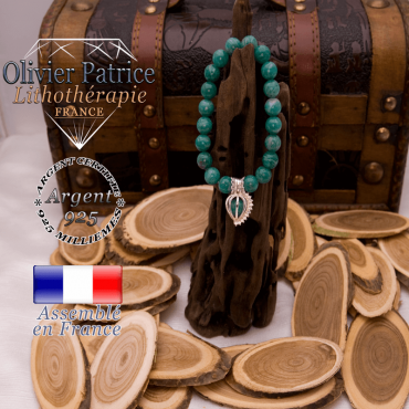 Bracelet amazonite russe cage strass argent 925