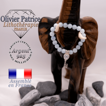 Bracelet aigue marine et sa cage clé en argent 925