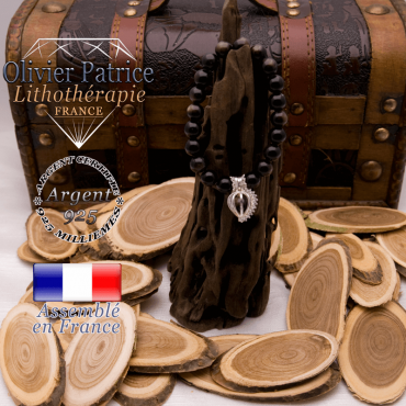 Bracelet obsidienne dorée cage strass en argent 925