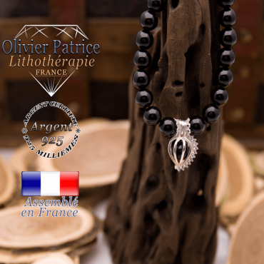 Bracelet onyx et sa cage strass en argent 925