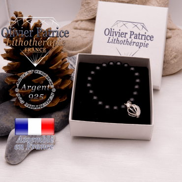 Bracelet onyx et sa cage strass en argent 925