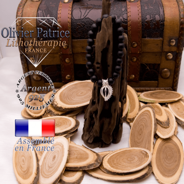 Bracelet onyx mat et sa cage strass en argent 925