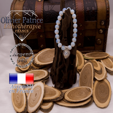 Bracelet opale et sa cage strass en argent 925