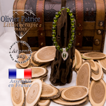Bracelet péridot et sa cage strass en argent 925