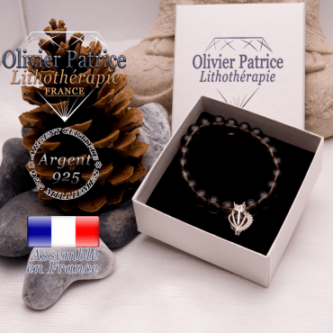 Bracelet quartz fumé et sa cage strass en argent 925