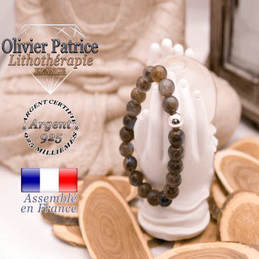 Bracelet de labradorite et boule argent 925 - 8 mm