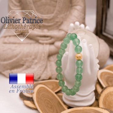 Bracelet en aventurine et sa boule plaqué or
