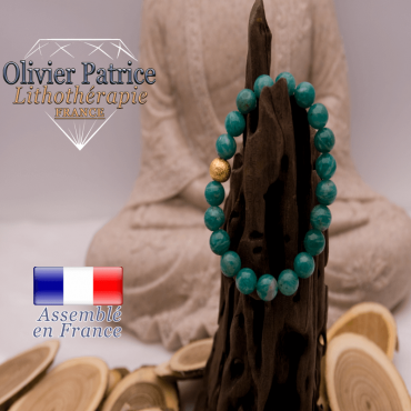 Bracelet amazonite russe et boule plaqué or