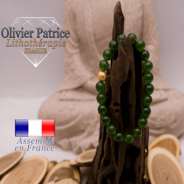 Bracelet jade de Taiwan et boule plaqué or