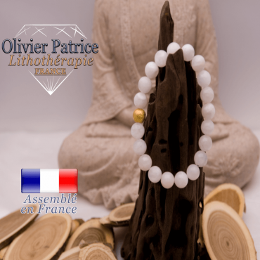 Bracelet pierre de lune et boule plaqué or