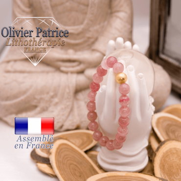 Bracelet quartz fraise et boule plaqué or