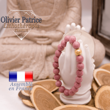 Bracelet rhodochrosite et boule plaqué or