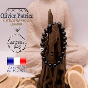 Bracelet spinelle et boule lisse en argent 925 - 8 mm