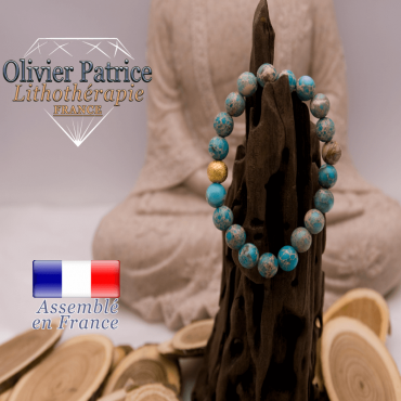 Bracelet agate dentelle et boule plaqué or