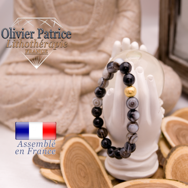 Bracelet sardonyx et boule plaqué or