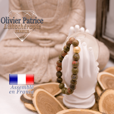 Bracelet unakite et boule plaqué or