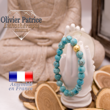 Bracelet turquoise et boule plaqué or