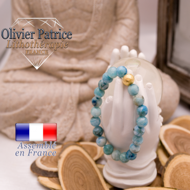 Bracelet hémimorphite et boule plaqué or