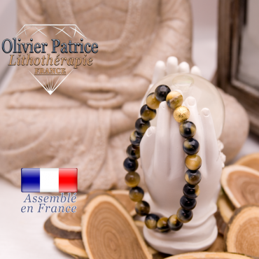 Bracelet Œil de faucon et sa boule plaqué or