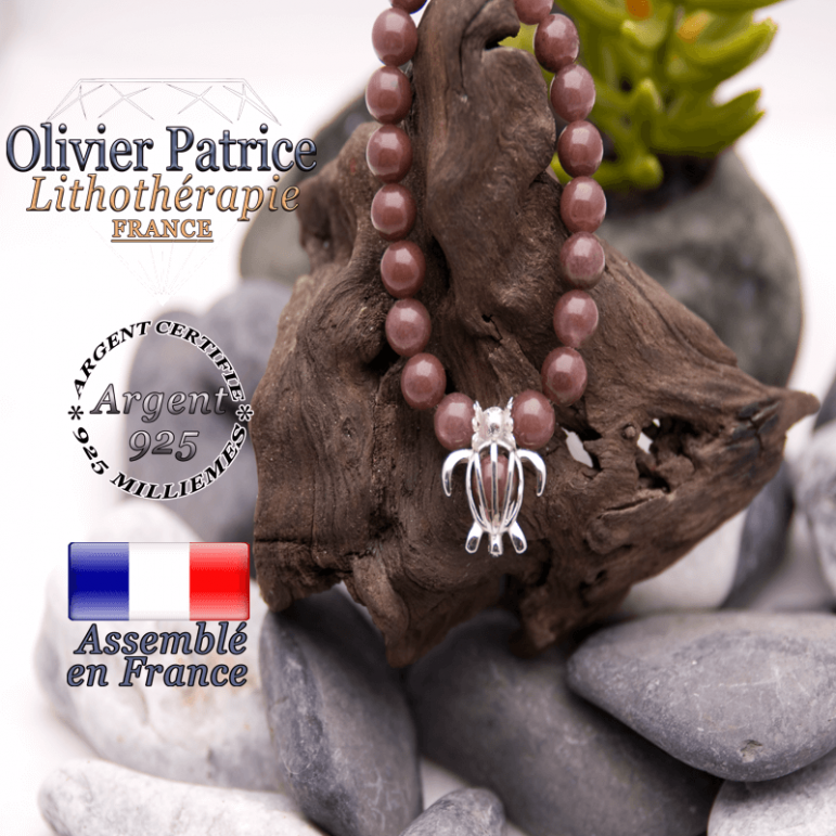 Bracelet de quartz vin et cage tortue argent 925