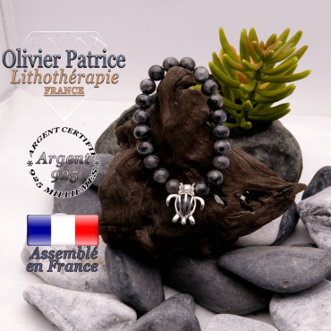 Bracelet larvikite cage tortue en argent 925