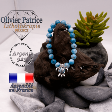 Bracelet apatite cage tortue en argent 925
