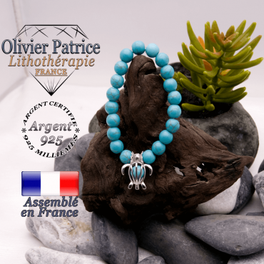 Bracelet turquoise et sa cage tortue argent 925