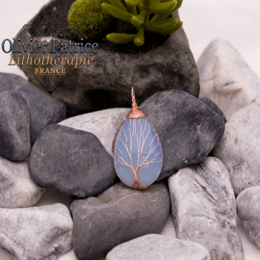 Pendentif arbre de vie opaline en alliage