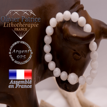Bracelet pierre de lune et sa grande boule entourée d'argent 925