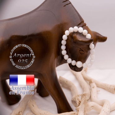 Bracelet pierre de lune et sa grande boule entourée d'argent 925