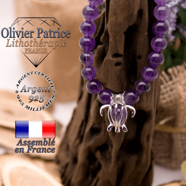 Bracelet améthyste cage tortue en argent 925