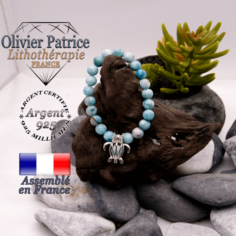Bracelet hémimorphite cage tortue en argent 925