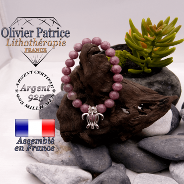 Bracelet lépidolite cage tortue en argent 925